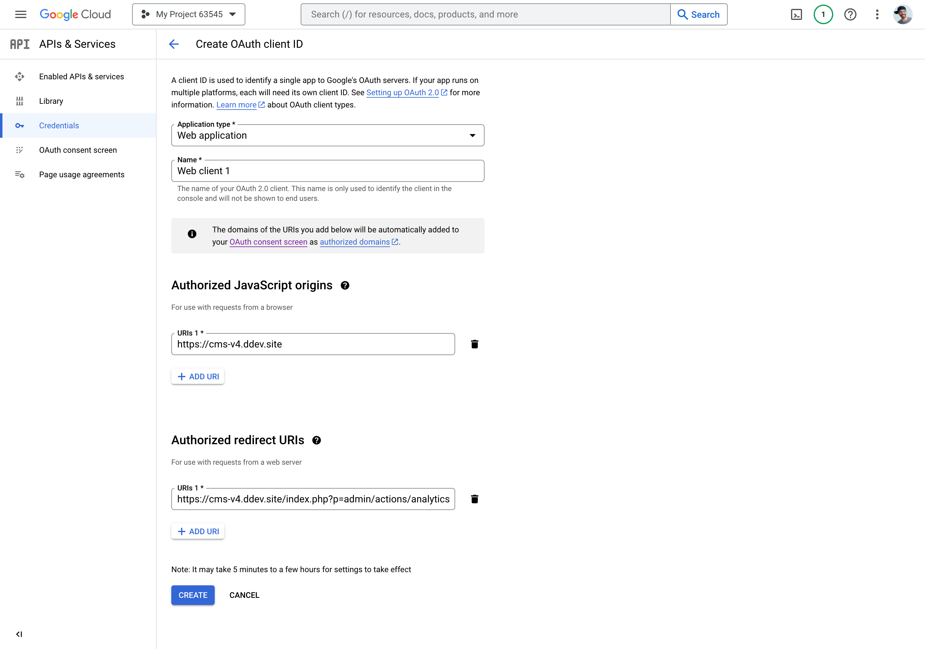 Configure the OAuth client