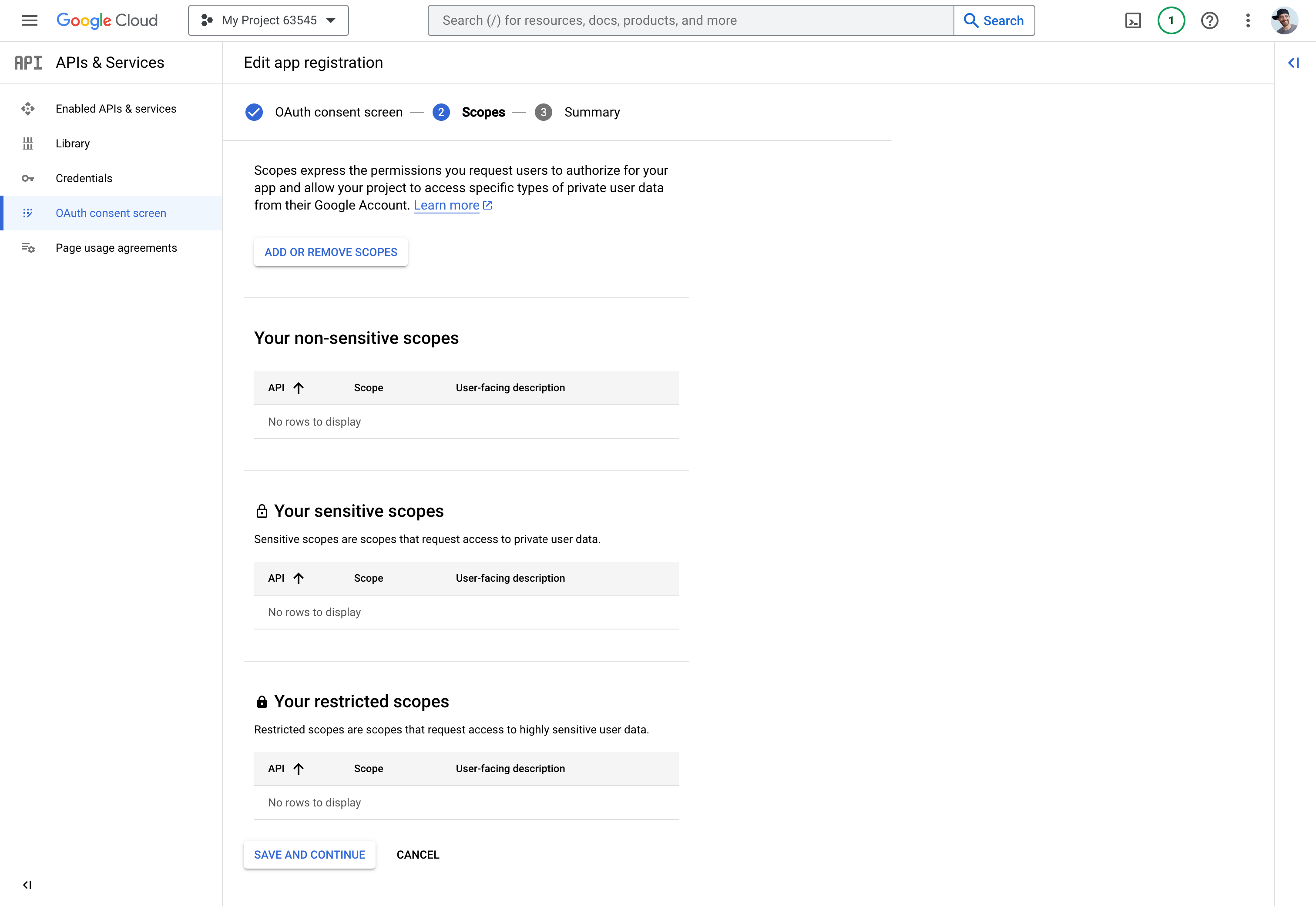 OAuth Consent Screen - Step 2