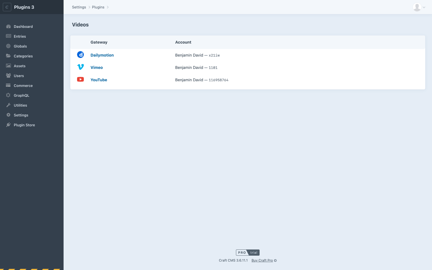 List of connected video providers