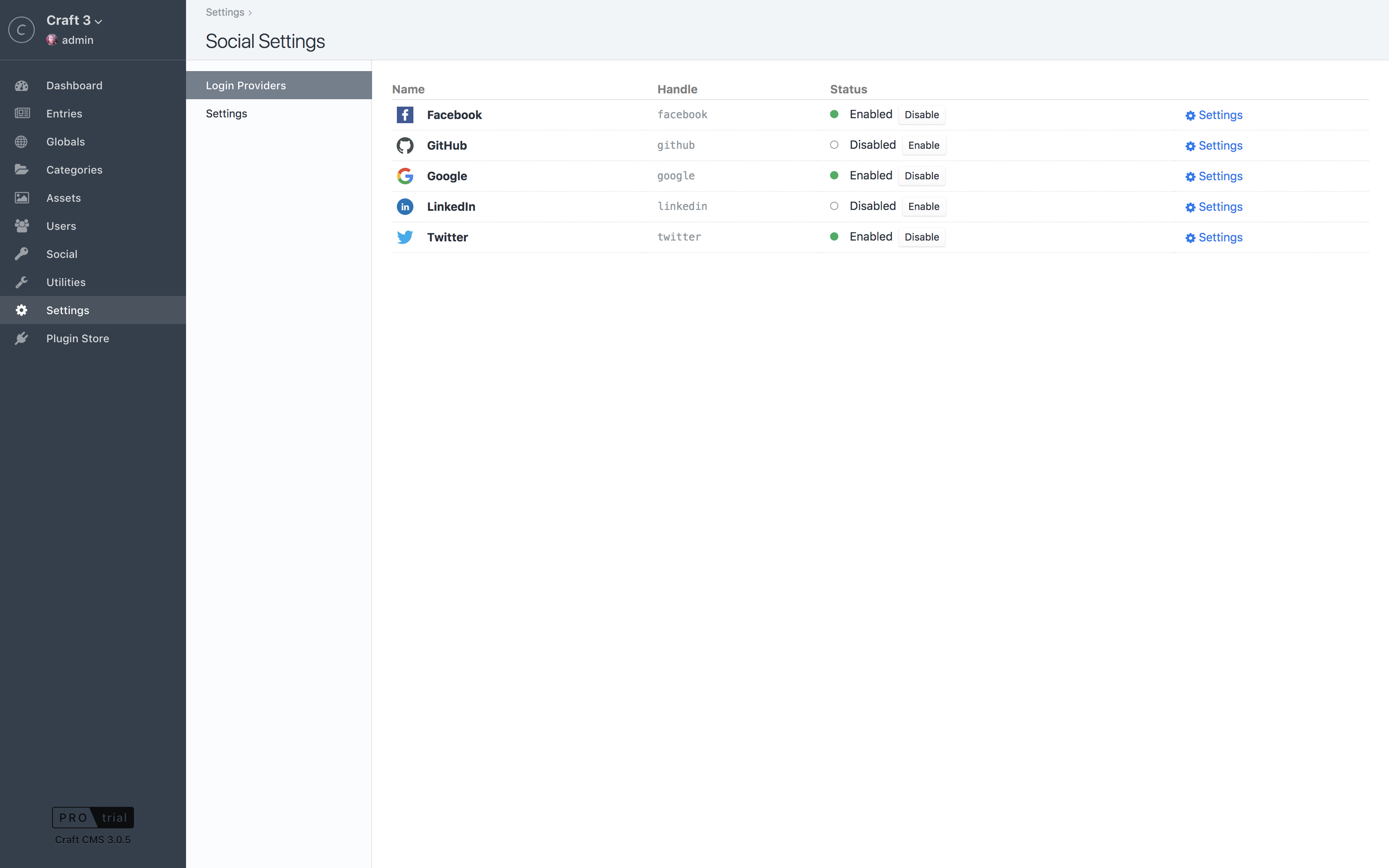 Social Screenshot: Social-Login-Providers
